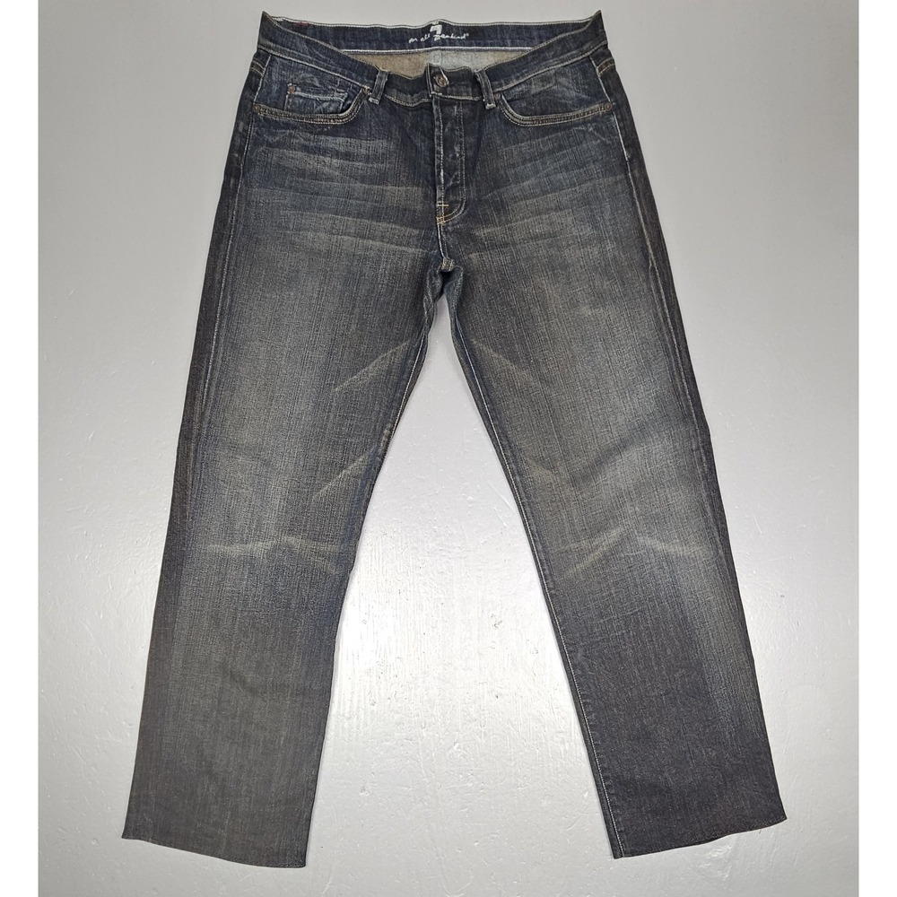 7 For all Mankind Jeans Mens 34x31‎ Dark Blue Relaxed Fit Straight Leg Denim